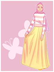 Size: 760x1000 | Tagged: safe, artist:alvrexadpot, fluttershy, human, g4, clothes, derail in the comments, female, hijab, humanized, islam, islamashy, long skirt, skirt, solo, sweater, sweatershy