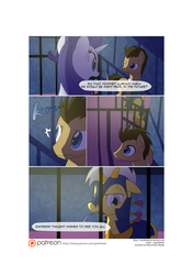 Size: 3541x5016 | Tagged: safe, artist:gashiboka, doctor whooves, rarity, time turner, earth pony, pony, comic:recall the time of no return, g4, comic, male, patreon, patreon logo, stallion