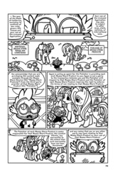 Size: 825x1275 | Tagged: safe, artist:rsikoryak, fluttershy, spike, twilight sparkle, g4, comic, itunes terms and conditions, monochrome, parody, steve jobs