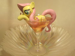 Size: 3076x2314 | Tagged: safe, artist:earthenpony, fluttershy, pony, g4, alcohol, craft, cup of pony, female, food, high res, martini, micro, sculpture, solo