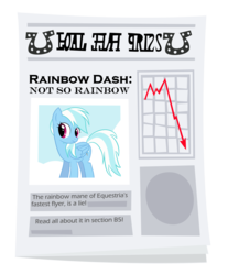 Size: 1980x2387 | Tagged: safe, artist:slb94, rainbow dash, pegasus, pony, g4, alternate hairstyle, cloud, female, foal free press, gabby gums, newspaper, rainbow-less dash, simple background, sky, solo, transparent background, written equestrian