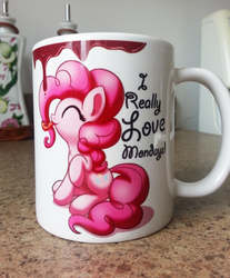 Size: 800x966 | Tagged: safe, artist:bugplayer, pinkie pie, g4, bugplayer is trying to murder us, coffee, coffee mug, cup, cute, diapinkes, female, food, mug, positive, solo, tongue out
