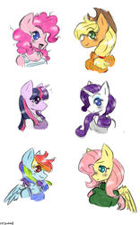 Size: 3250x5200 | Tagged: safe, artist:fiji-firefox, applejack, fluttershy, pinkie pie, rainbow dash, rarity, twilight sparkle, anthro, g4, clothes, mane six, sketch, sweater, sweatershy, tank top