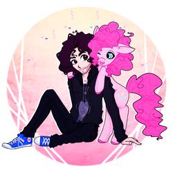 Size: 1455x1453 | Tagged: safe, artist:cutieink, pinkie pie, g4, clothes, converse, crossover, danny sexbang, shoes