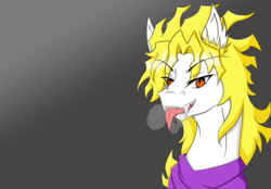 Size: 1024x714 | Tagged: safe, artist:luckyryo, pony, vampire, dio brando, jojo's bizarre adventure, ponified, solo, tongue out