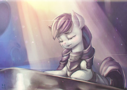 Size: 2480x1768 | Tagged: safe, artist:mrs1989, coloratura, earth pony, pony, g4, the mane attraction, clothes, crying, eyes closed, female, mare, musical instrument, piano, rara, scene interpretation, solo