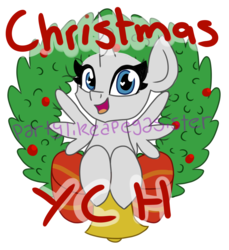Size: 1500x1635 | Tagged: safe, artist:partypievt, oc, oc only, advertisement, bell, bow, christmas, holly, ribbon, simple background, solo, transparent background, wreath, your character here