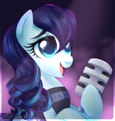 Size: 1476x1557 | Tagged: safe, artist:xnightmelody, coloratura, earth pony, pony, g4, the mane attraction, bust, female, mare, microphone, portrait, rara, singing, solo