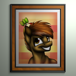 Size: 4500x4500 | Tagged: safe, artist:lupiarts, button mash, earth pony, g4, absurd resolution, colt, foal, grin, hat, male, portrait, propeller hat, smiling, solo