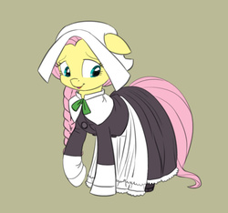 Size: 800x750 | Tagged: safe, artist:carnifex, fluttershy, g4, clothes, female, floppy ears, pilgrim, pilgrim outfit, raised hoof, solo, thanksgiving
