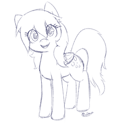 Size: 1057x1077 | Tagged: safe, artist:rivibaes, derpy hooves, pegasus, pony, g4, female, mare, monochrome, sketch, smiling, solo