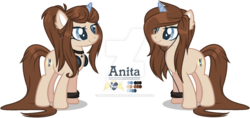 Size: 1024x485 | Tagged: safe, artist:maydeedraws, oc, oc only, oc:anita, alternate hairstyle, base used, earbuds, headphones, necklace, ponysona, solo, watermark, wristband