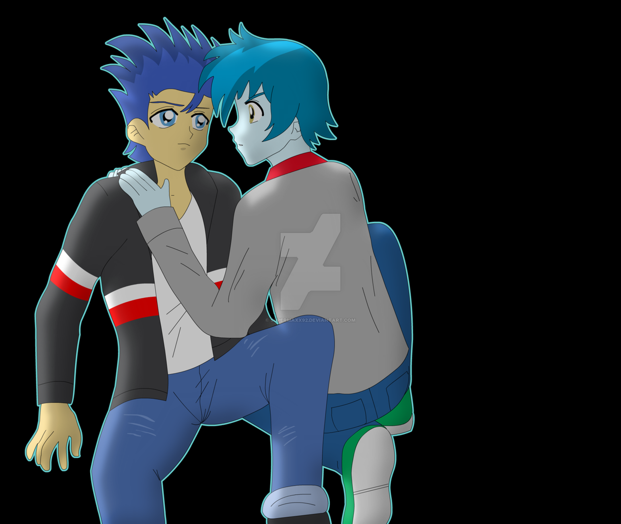 1030719 - safe, artist:supermaxx92, flash sentry, thunderbass, equestria  girls, g4, couple, gay, love, male, rocker, shipping, thunderflash,  watermark - Derpibooru