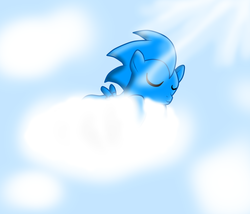 Size: 1400x1200 | Tagged: safe, artist:wild-canyon, classic sonic, cloud, eyes closed, male, ponified, sleeping, sonic the hedgehog, sonic the hedgehog (series)