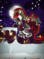 Size: 1500x2000 | Tagged: safe, artist:ruhisu, oc, oc only, chimney, christmas, cute, hat, santa hat