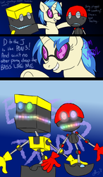 Size: 700x1200 | Tagged: safe, artist:soggycereal, dj pon-3, vinyl scratch, g4, comic, crossover, cubot, orbot, sonic the hedgehog (series)