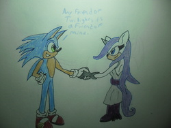 Size: 4000x3000 | Tagged: safe, artist:darkness593, rarity, anthro, plantigrade anthro, g4, crossover, male, sonic the hedgehog, sonic the hedgehog (series), sonicified, traditional art