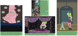 Size: 1280x590 | Tagged: safe, artist:trohobo, lemon zest, octavia melody, equestria girls, g4, my little pony equestria girls: friendship games, dancing, dj booth, feet, fetish, foot fetish, micro, partillery, party mortar