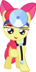 Size: 1132x2263 | Tagged: safe, artist:rainihorn, apple bloom, earth pony, pony, g4, bedroom eyes, doctor, female, filly, foal, head mirror, offscreen character, pov, show accurate, simple background, solo, stethoscope, transparent background, vector