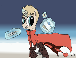 Size: 1734x1322 | Tagged: safe, artist:sigmatheartist, pony, magic, ponified, solo, trigun, vash the stampede