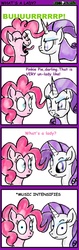Size: 744x2368 | Tagged: safe, artist:lennonblack, pinkie pie, rarity, g4, burp, comic, disgusted, looking at each other, looking at someone, meme, shrunken pupils, x intensifies