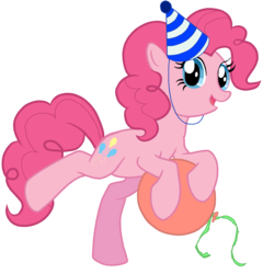 Size: 3000x3000 | Tagged: safe, artist:face-of-moe, pinkie pie, g4, balloon, female, hat, high res, hoof hold, party hat, solo