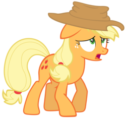 Size: 7400x7000 | Tagged: safe, artist:tardifice, applejack, g4, hearthbreakers, absurd resolution, cowboy hat, dizzy, female, freckles, hat, open mouth, photoshop, simple background, solo, stetson, transparent background, vector