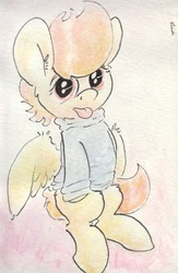 Size: 695x1068 | Tagged: safe, artist:slightlyshade, spitfire, g4, clothes, female, solo, sweater, traditional art