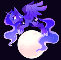 Size: 990x975 | Tagged: safe, artist:sharmie, princess luna, alicorn, pony, g4, colored pupils, female, moon, smiling, solo