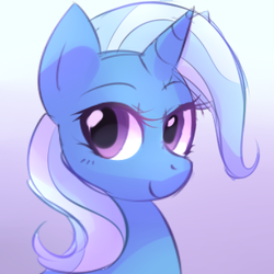 Size: 300x300 | Tagged: safe, artist:bae-mon, trixie, pony, unicorn, g4, bust, cute, diatrixes, female, gradient background, looking at you, mare, portrait, solo, three quarter view