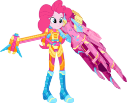 Size: 6508x5294 | Tagged: dead source, safe, artist:birdalliance, pinkie pie, equestria girls, g4, absurd resolution, assault fireteam, clothes, female, fireteam, four particle afterburners, ragnarok, smiling, solo, weapon