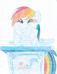 Size: 1024x1334 | Tagged: safe, artist:rubixks, rainbow dash, g4, female, lined paper, so awesome, solo, traditional art