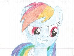 Size: 1024x786 | Tagged: safe, artist:rubixks, rainbow dash, g4, female, lined paper, solo, traditional art