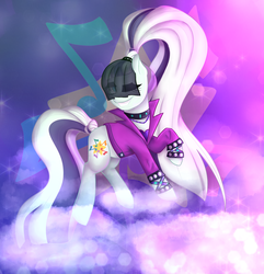 Size: 1924x2000 | Tagged: safe, artist:herusann, coloratura, earth pony, pony, g4, the mane attraction, art trade, bracelet, clothes, countess coloratura, cutie mark, female, mare, ponytail, raised hoof, solo, the spectacle, wink