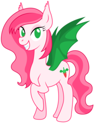 Size: 2046x2678 | Tagged: safe, artist:frenchifries, oc, oc only, oc:strawberry chiffon, bat pony, pony, high res, solo