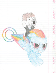 Size: 2479x3229 | Tagged: safe, artist:rubixks, rainbow dash, g4, female, flying, high res, lined paper, solo, sonic rainboom, trace, traditional art