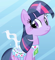 Size: 642x698 | Tagged: safe, screencap, twilight sparkle, pony, unicorn, friendship is magic, g4, clothes, corset, female, gem saddle twilight, mare, outfit catalog, solo, unicorn twilight