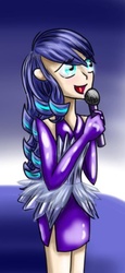 Size: 357x776 | Tagged: safe, artist:shadow strike, coloratura, human, g4, the mane attraction, clothes, dress, female, humanized, microphone, rara, side slit, singing, solo, stage