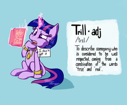 Size: 3600x3000 | Tagged: safe, artist:lilfunkman, twilight sparkle, g4, book, definition, dictionary, female, glowing horn, gold tooth, high res, horn, magic, solo, telekinesis, watch