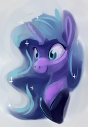 Size: 1800x2604 | Tagged: safe, artist:lilfunkman, princess luna, alicorn, pony, g4, bust, female, gray background, mare, simple background, smiling, solo