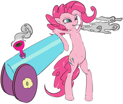 Size: 2266x1922 | Tagged: safe, artist:litcigarette, pinkie pie, earth pony, pony, g4, belly button, bipedal, bong, drugs, female, junkie pie, marijuana, party bong, party cannon, pinkie high, smoking, solo