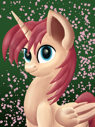 Size: 1879x2500 | Tagged: safe, artist:moonsolace, oc, oc only, oc:fausticorn, alicorn, pony, alicorn oc, flower, solo