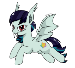 Size: 1100x1000 | Tagged: safe, artist:zoruanna, coloratura, bat pony, pony, g4, bat ponified, female, race swap, rara, solo