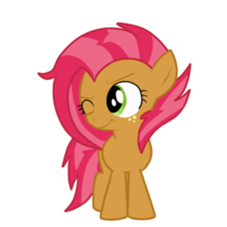 Size: 1000x1000 | Tagged: safe, artist:luckyclau, babs seed, g4, alternate hairstyle, alternate universe, female, one eye closed, simple background, solo, transparent background