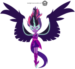 Size: 2000x1838 | Tagged: safe, artist:sigmastarlight, sci-twi, twilight sparkle, equestria girls, g4, my little pony equestria girls: friendship games, clothes, crossed arms, female, glowing eyes, horn, midnight sparkle, necklace, simple background, solo, transparent background, vector, vector trace, wings