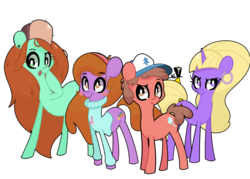 Size: 3500x2500 | Tagged: safe, artist:turtlefarminguy, maybelle, pinkie pie, g4, bill cipher, dipper pines, gravity falls, high res, mabel pines, male, pacifica northwest, ponified, wendy corduroy, when you see it