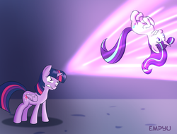 Size: 1000x761 | Tagged: safe, artist:empyu, starlight glimmer, twilight sparkle, alicorn, pony, unicorn, g4, the cutie re-mark, blast, duo, female, magic, magic blast, mare, twilight sparkle (alicorn)