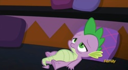 Size: 1659x919 | Tagged: safe, screencap, spike, dragon, g4, the cutie re-mark, discovery family logo, male, solo