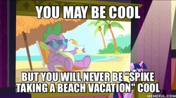 Size: 600x337 | Tagged: safe, edit, edited screencap, screencap, spike, twilight sparkle, alicorn, pony, g4, the cutie re-mark, beach, female, image macro, mare, meme, silly straw, slide, twilight sparkle (alicorn), twilight sparkle's slide, vacation