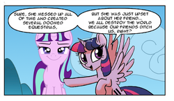 Size: 714x418 | Tagged: safe, starlight glimmer, twilight sparkle, alicorn, pony, g4, the cutie re-mark, female, mare, op is a duck, op is trying to start shit, smug, smuglight glimmer, twilight justifies evil meme, twilight sparkle (alicorn)